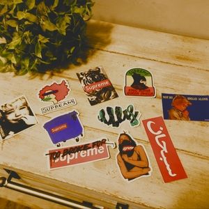 Supreme Logo decal sticker lot new dumpster broke Arabic reggae weirdcore punk